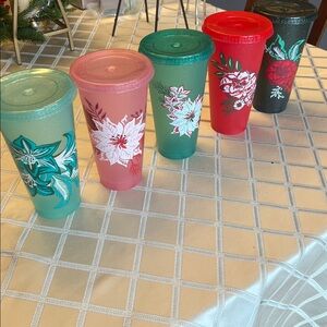 Starbucks Vibrant Tumbler Collection plastic cups festive for holidays